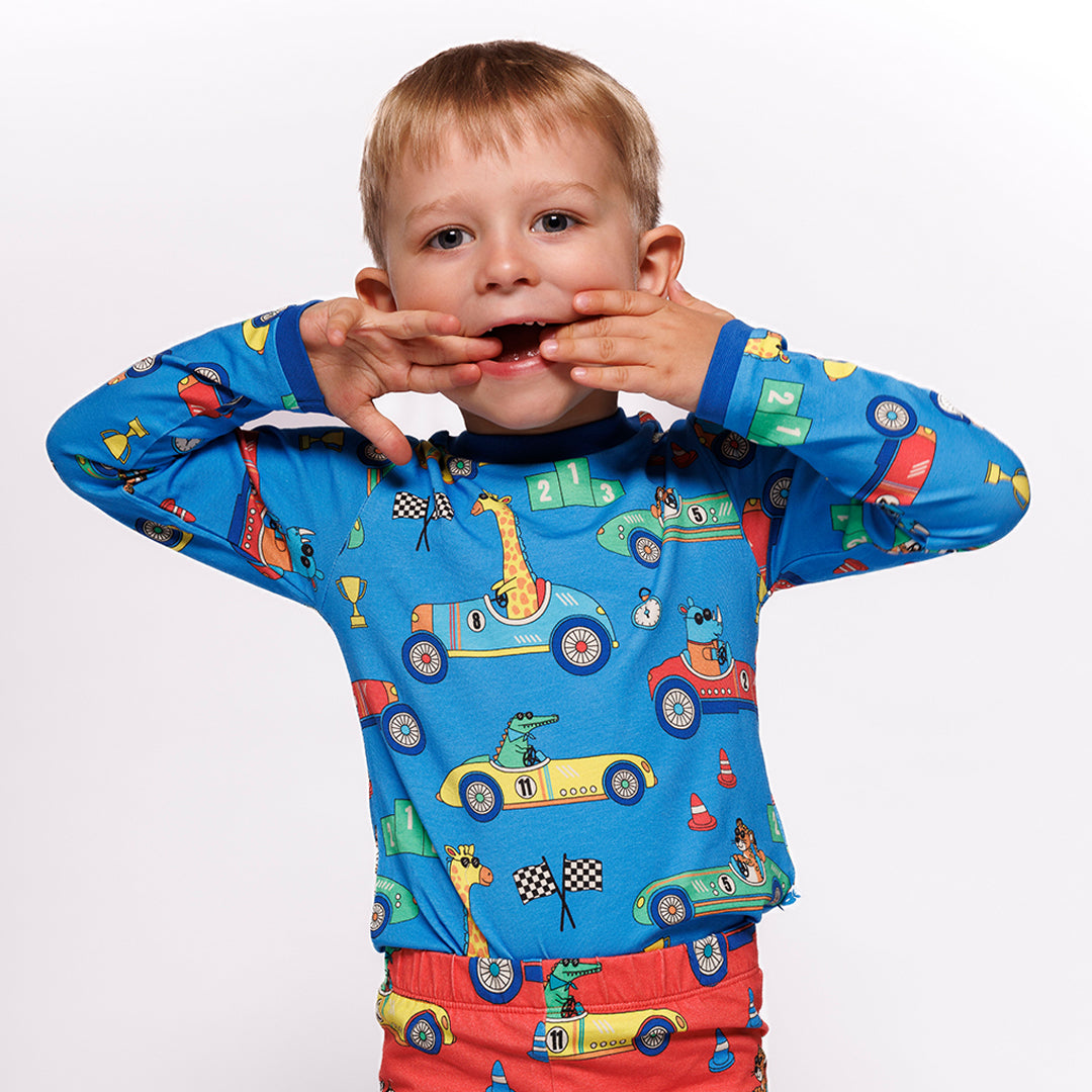 Smafolkレーシングカー柄の長袖トップス