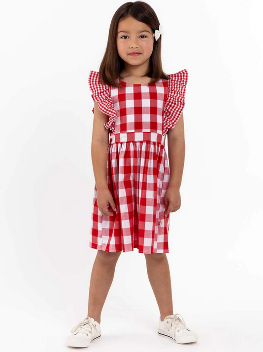 Oobi Red Check Jane Dress