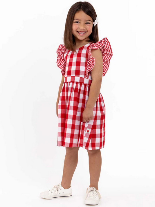 Oobi Red Check Jane Dress