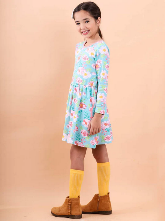 Oobi Emily 蓝色水彩平纹针织连衣裙