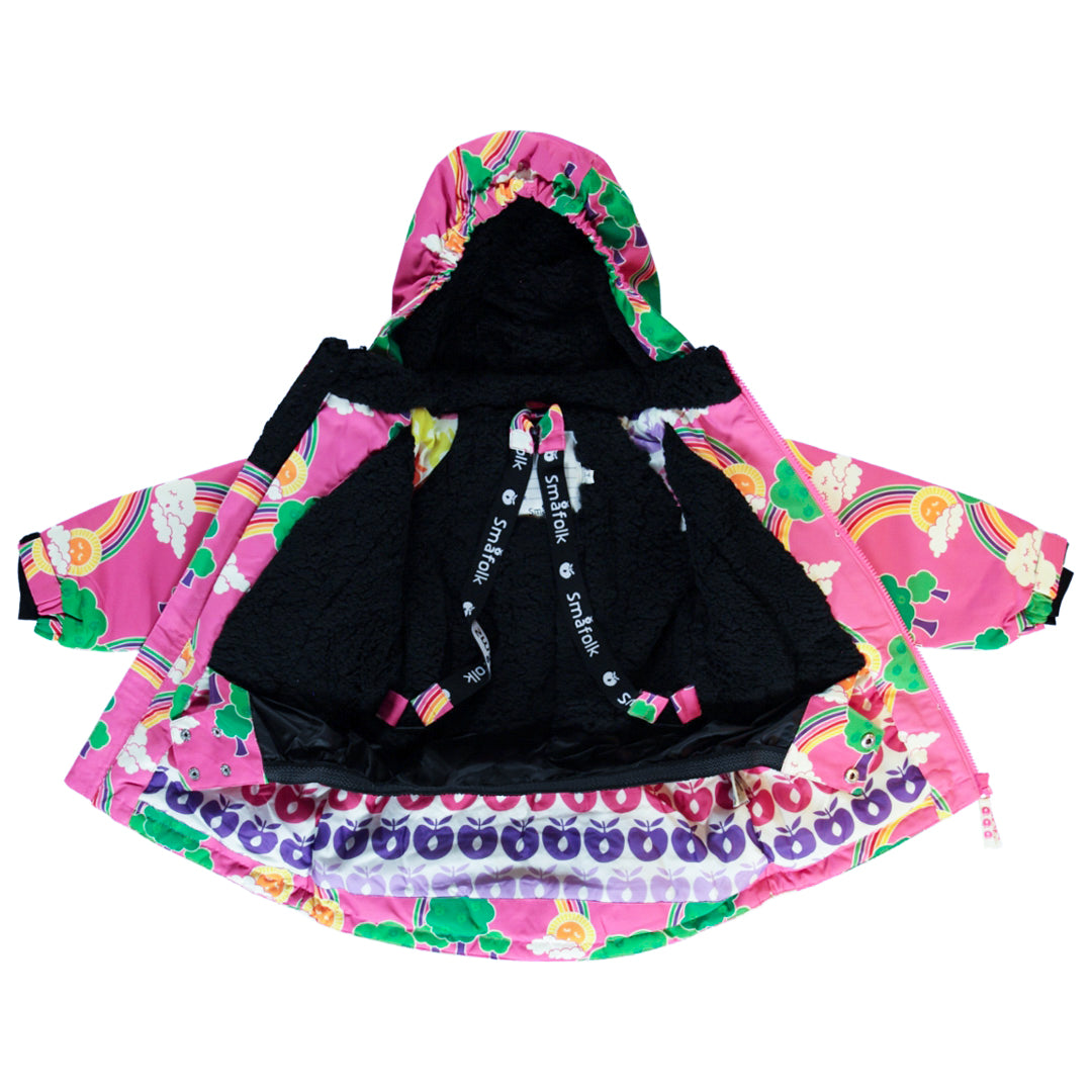 Smafolkレインボー柄の冬用ジャケットピンク